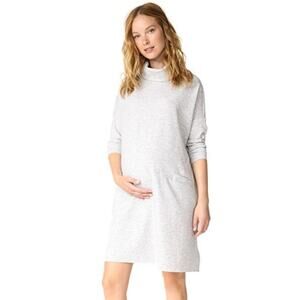 HATCH Maternity Jones Knit Dress Turtleneck Heather Gray One Size